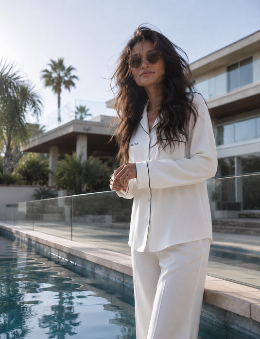 Women's Long Sleeve Pajama Top - White