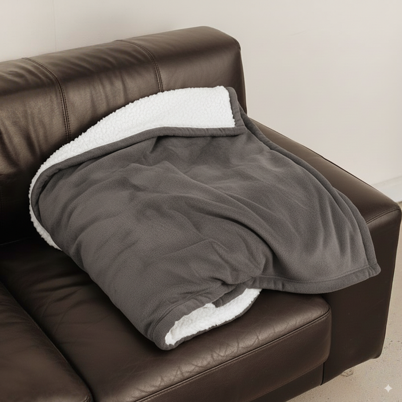 BECCA Q premium cozy nomad blanket, lifestyle shot