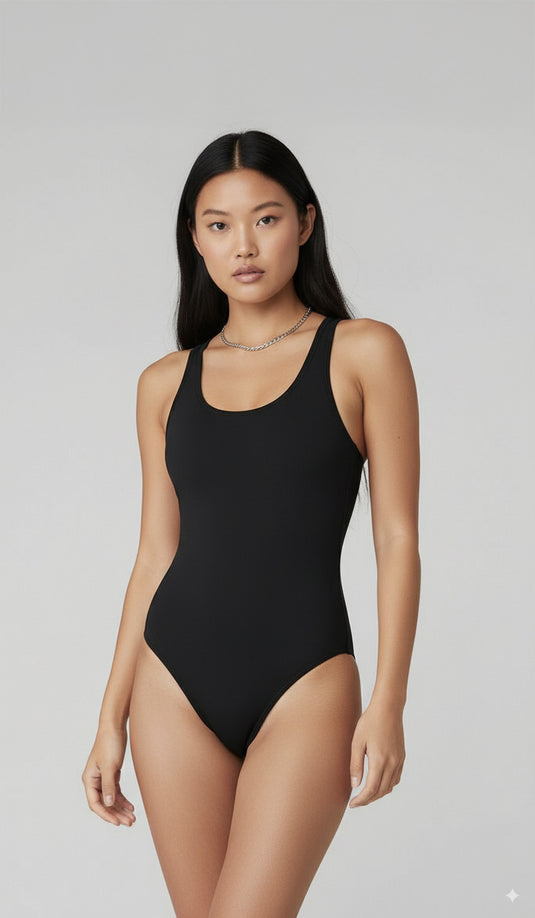 BECCA Q one-piece swimsuit, black, detail view