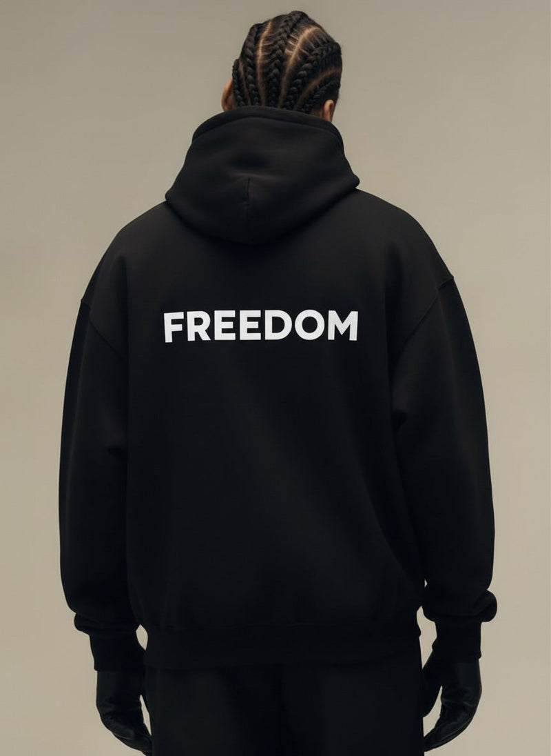 BECCA Q FREEDOM hoodie, lifestyle shot