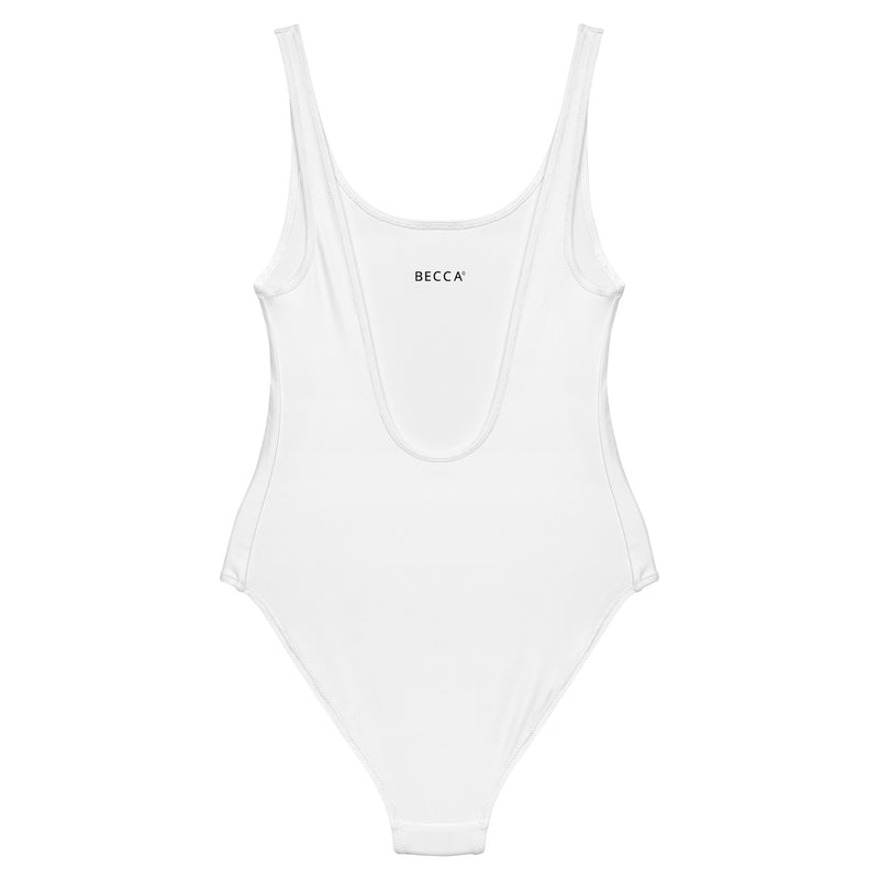 BECCA Q one-piece swimsuit, white, back view