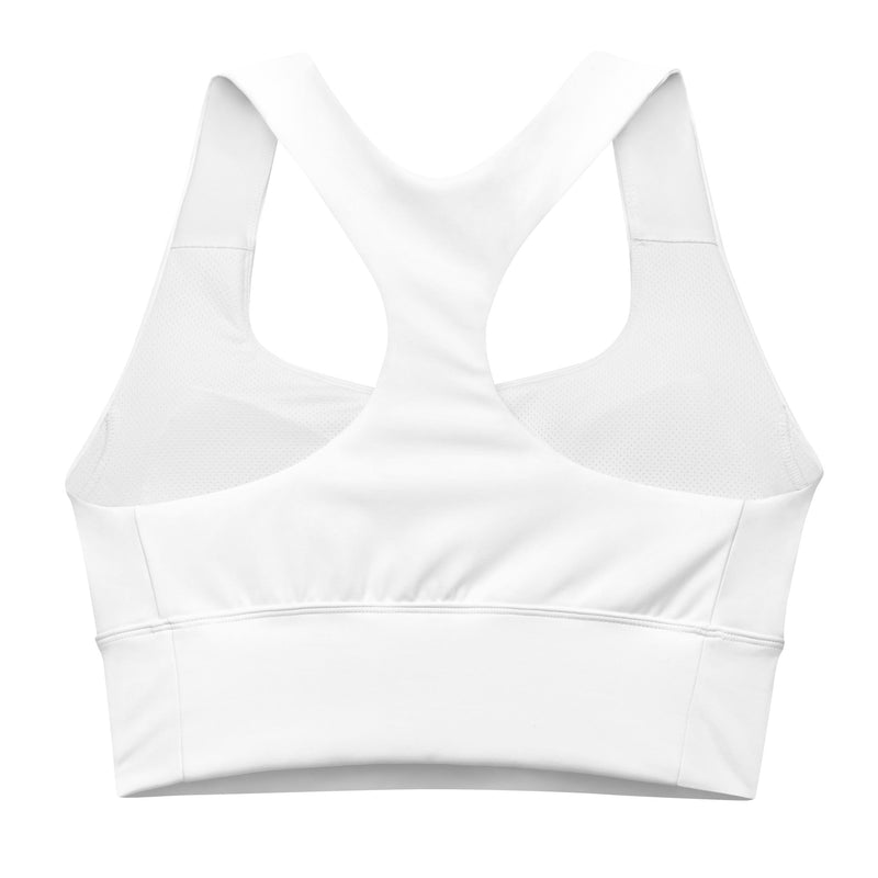BECCA Q sports bra, white, back view