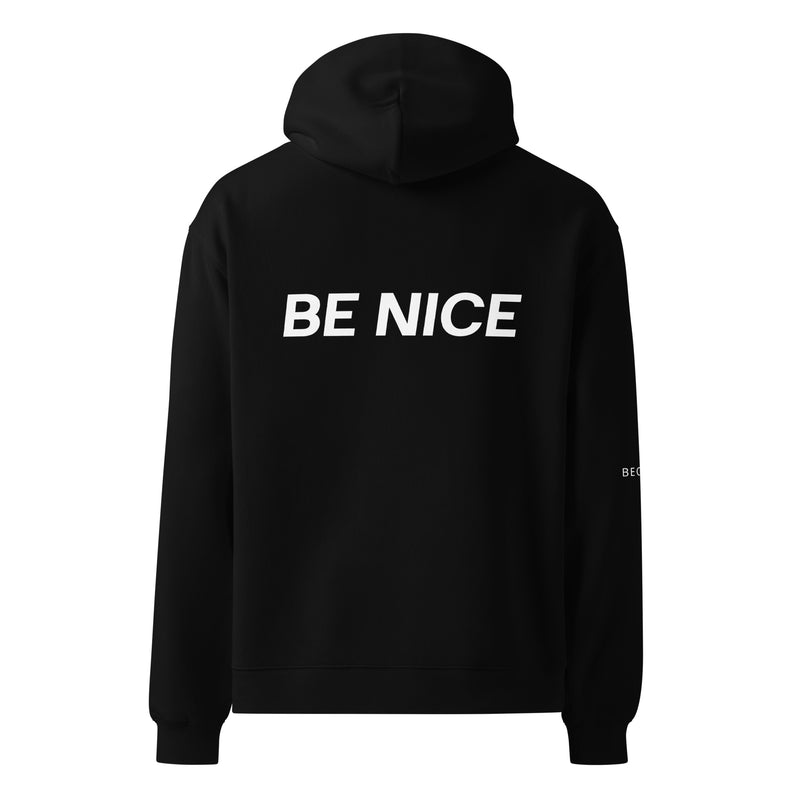 BECCA Q Be Nice oversized hoodie, black, back print