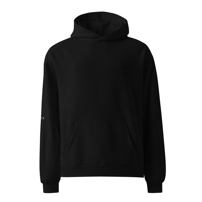 BECCA Q BE NICE hoodie, black, front view