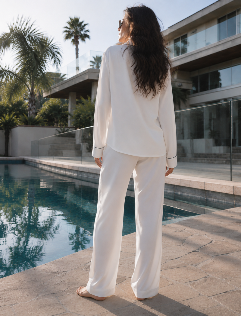 Women's Long Sleeve Pajama Top - White