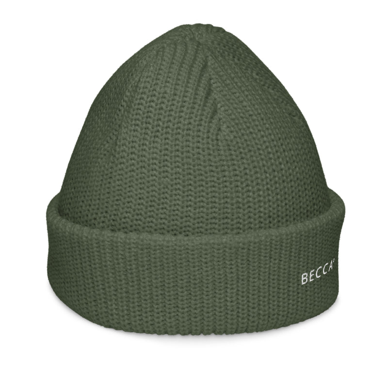 BECCA Q knitted beanie, cypress, right view