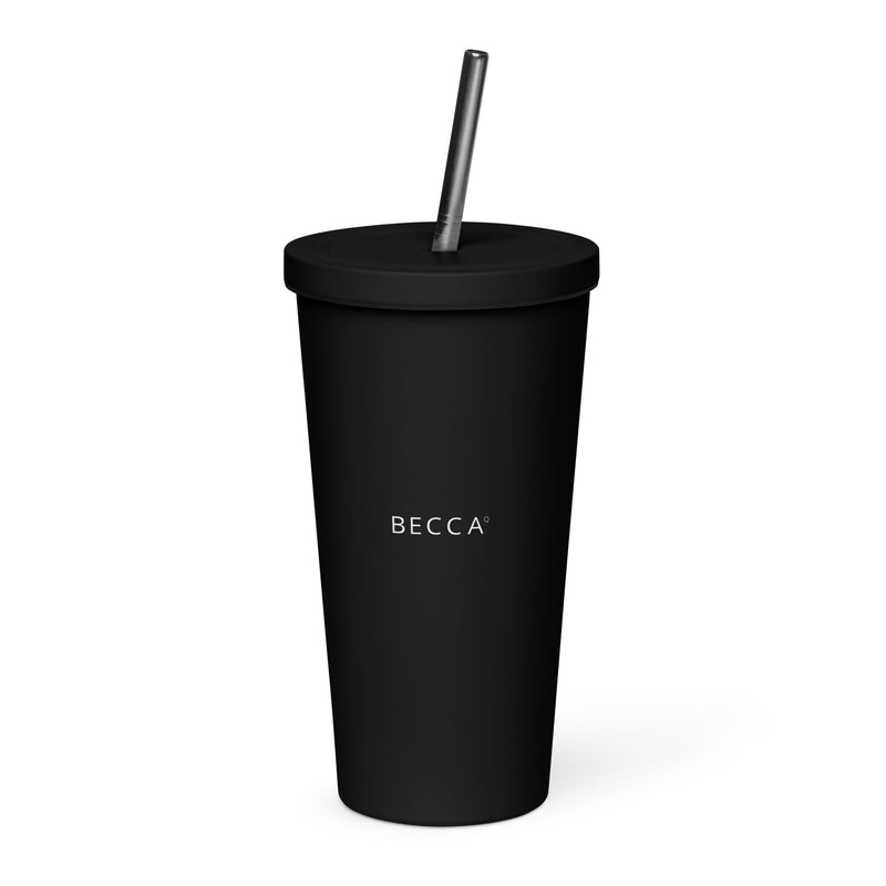 BECCA Q SIP insulated tumbler, black, front view