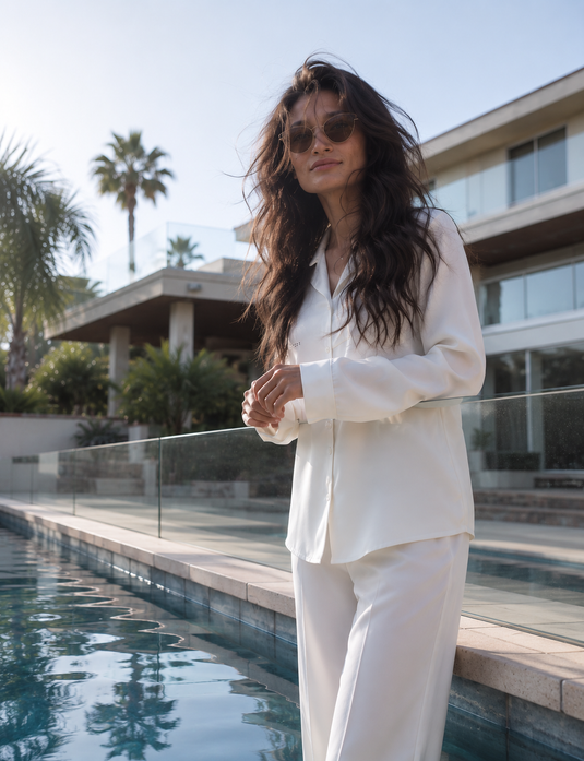 Women's Long Sleeve Pajama Top - White