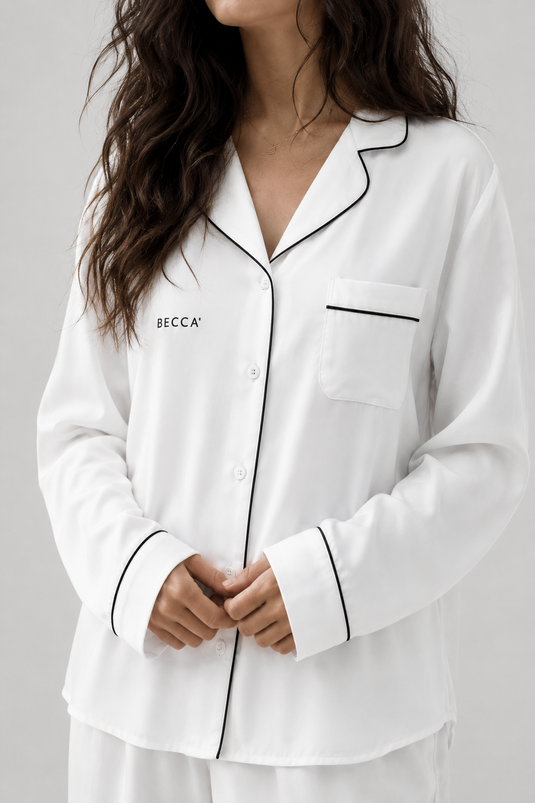 Women's Long Sleeve Pajama Top - White