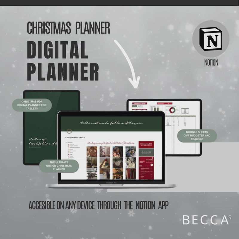 BECCA Q Christmas Notion planner preview video