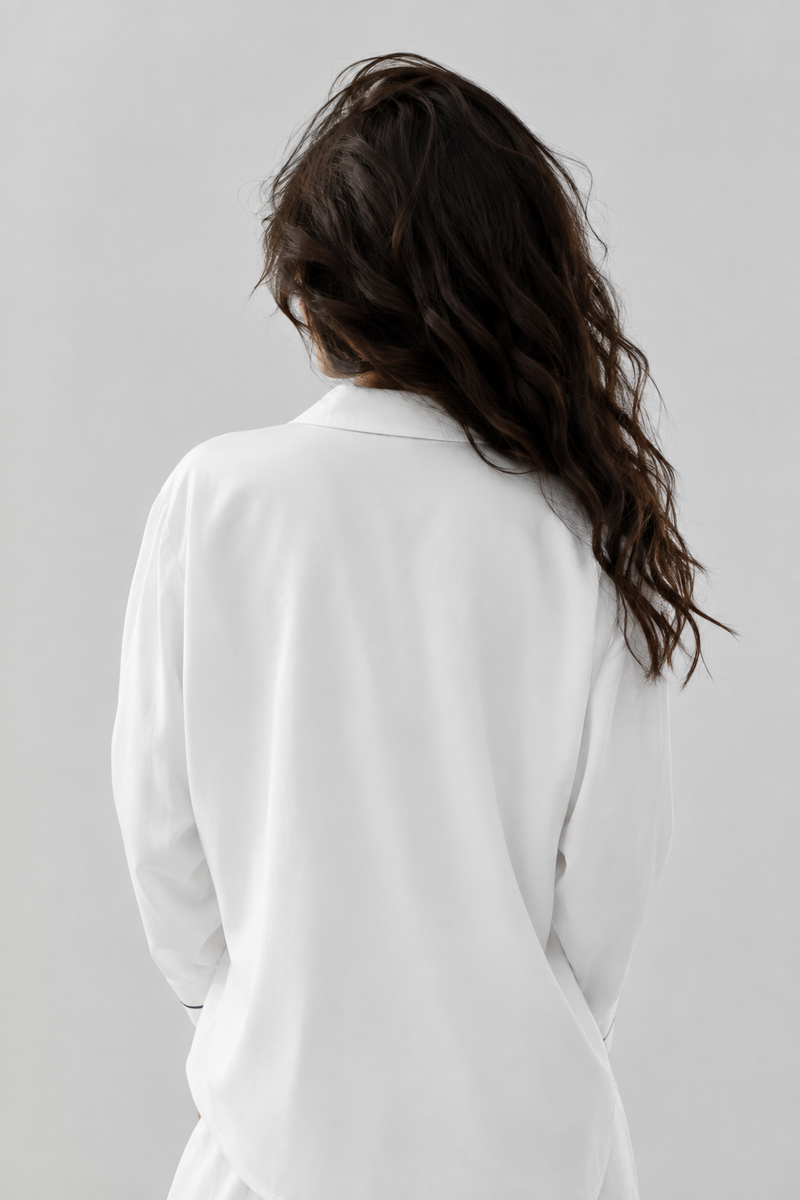 Women's Long Sleeve Pajama Top - White