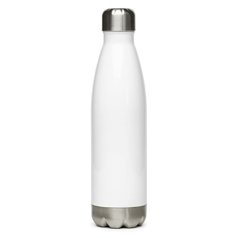 BECCA Q stainless steel water bottle, white, back view