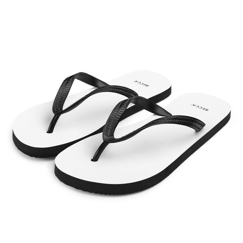 BECCA Q flip-flops, white, front left view
