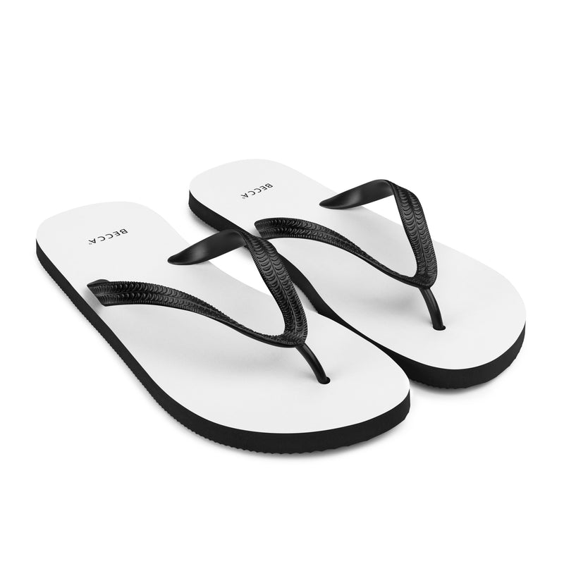 BECCA Q flip-flops, white, front right view
