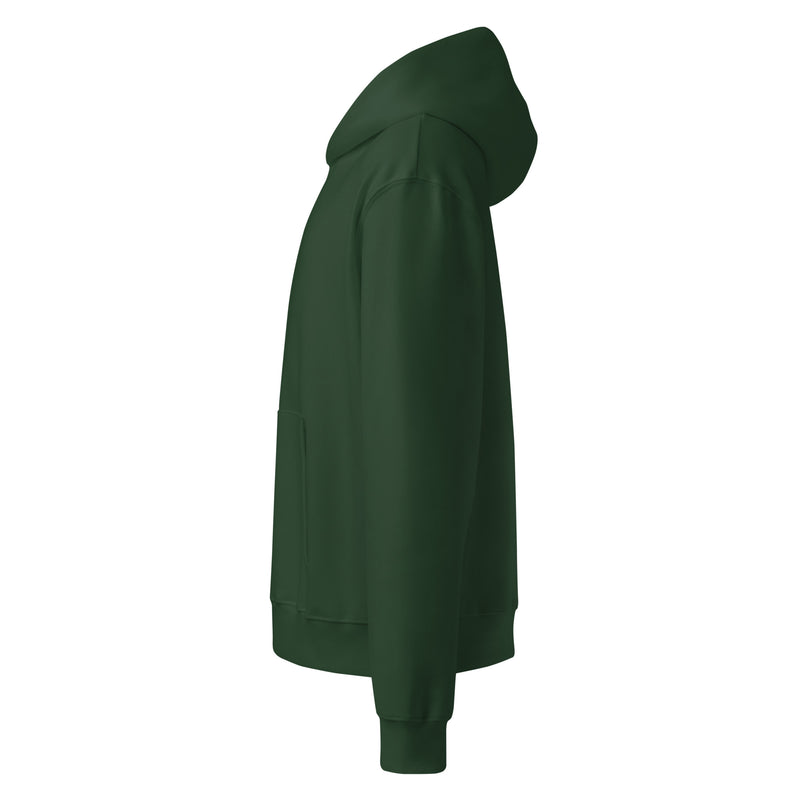 BECCA Q olive oversized hoodie, left view
