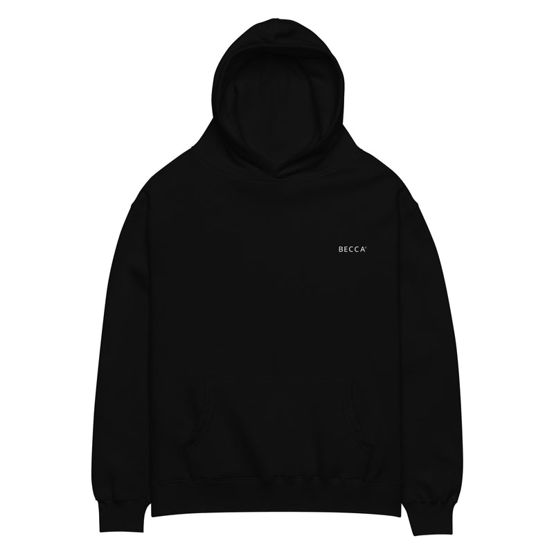 BECCA Q oversized hoodie, black, front view